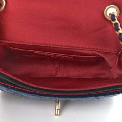 Chanel Velvet Quilted Small Camellia Flap Black Red Blue 6 of 10