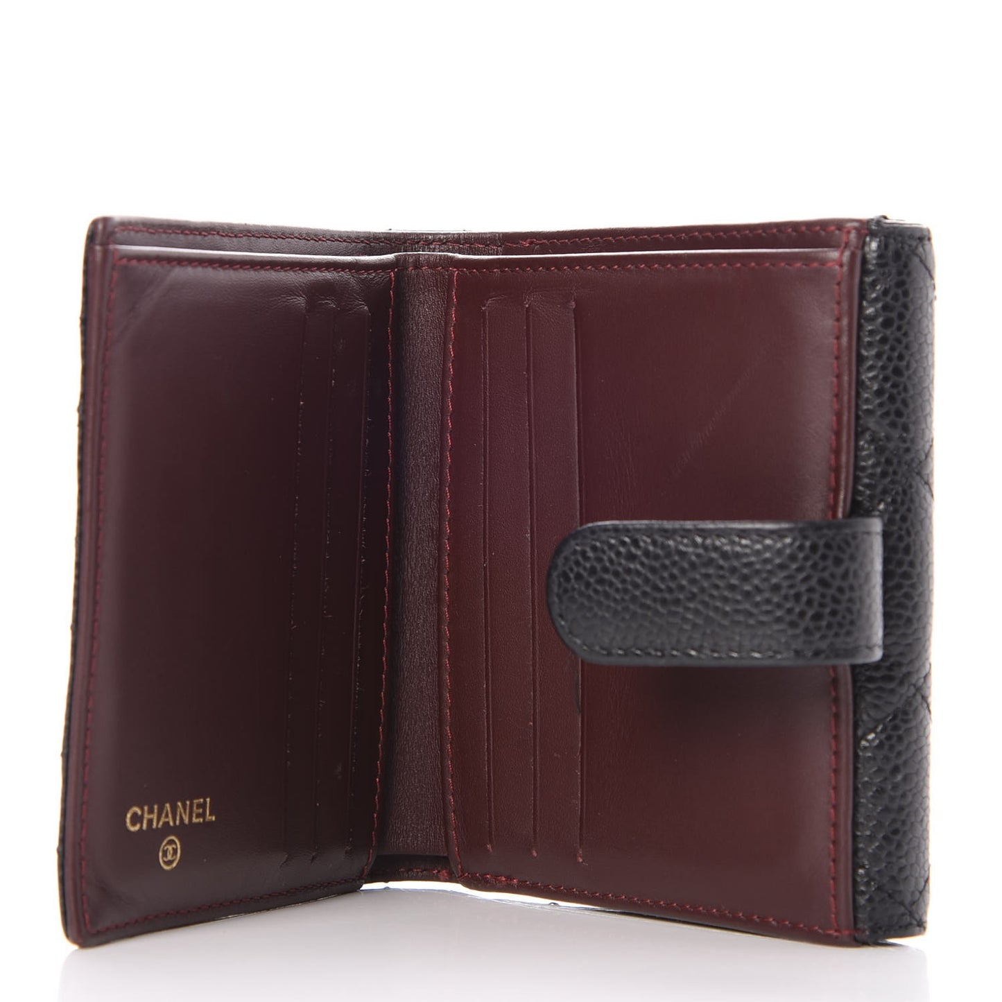 Caviar Quilted Compact French Flap Wallet