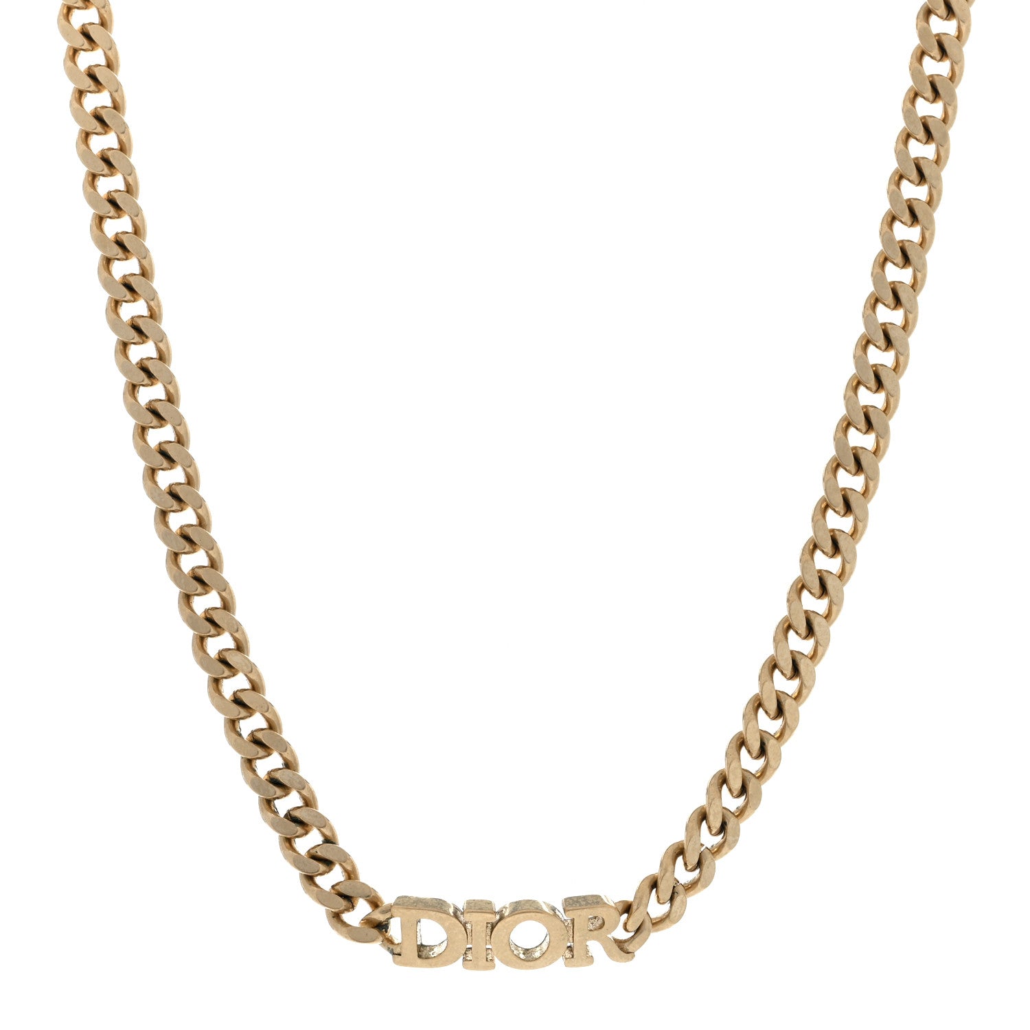 Christian Dior Metal Chain Choker Necklace Gold 1 of 3