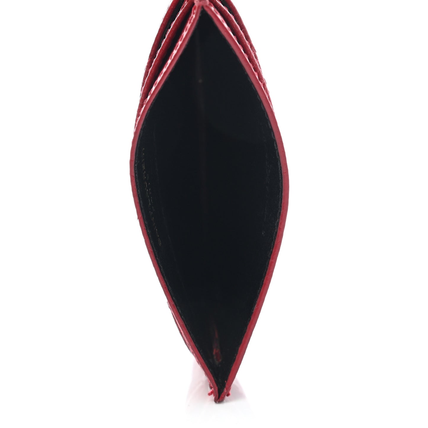 Grain De Poudre Matelasse Chevron Monogram Credit Card Case New Red
