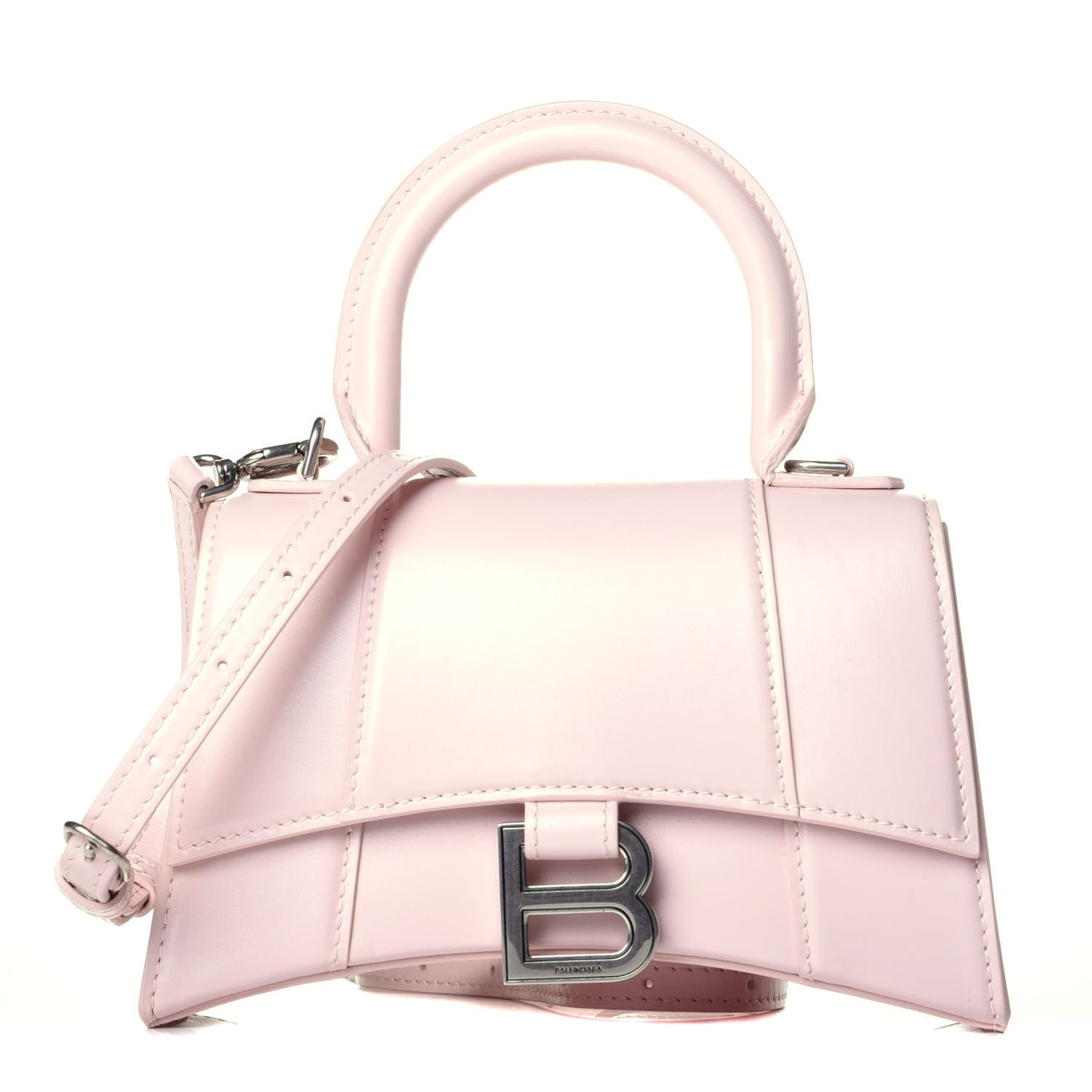 Shiny Box Calfskin Hourglass Top Handle Bag XS Light Rose