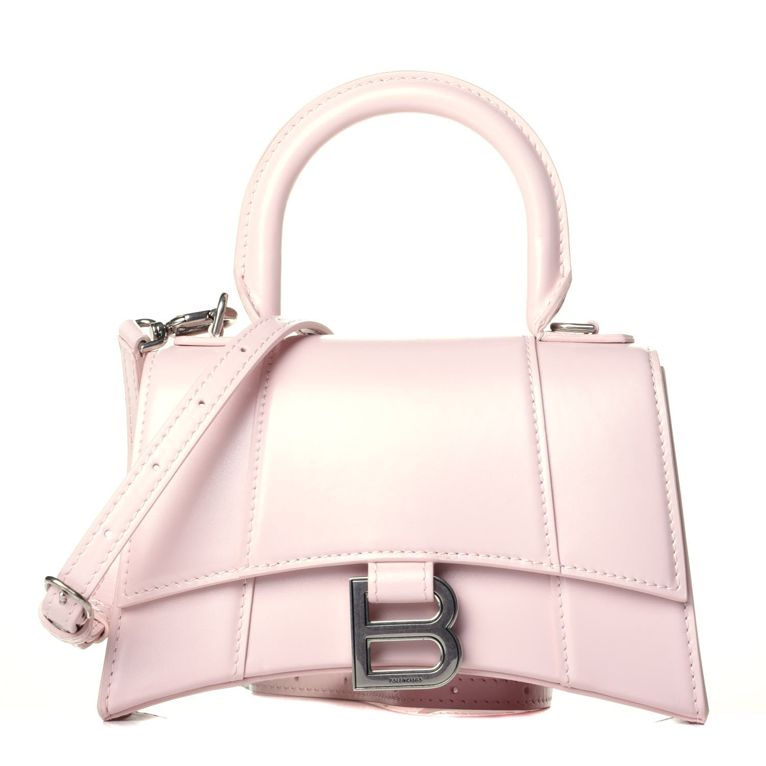 Balenciaga Shiny Box Calfskin Hourglass Top Handle Bag XS Light Rose 1 of 8
