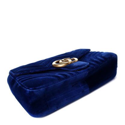 Gucci Velvet Matelasse Medium GG Marmont Shoulder Bag Cobalt Blue 4 of 9