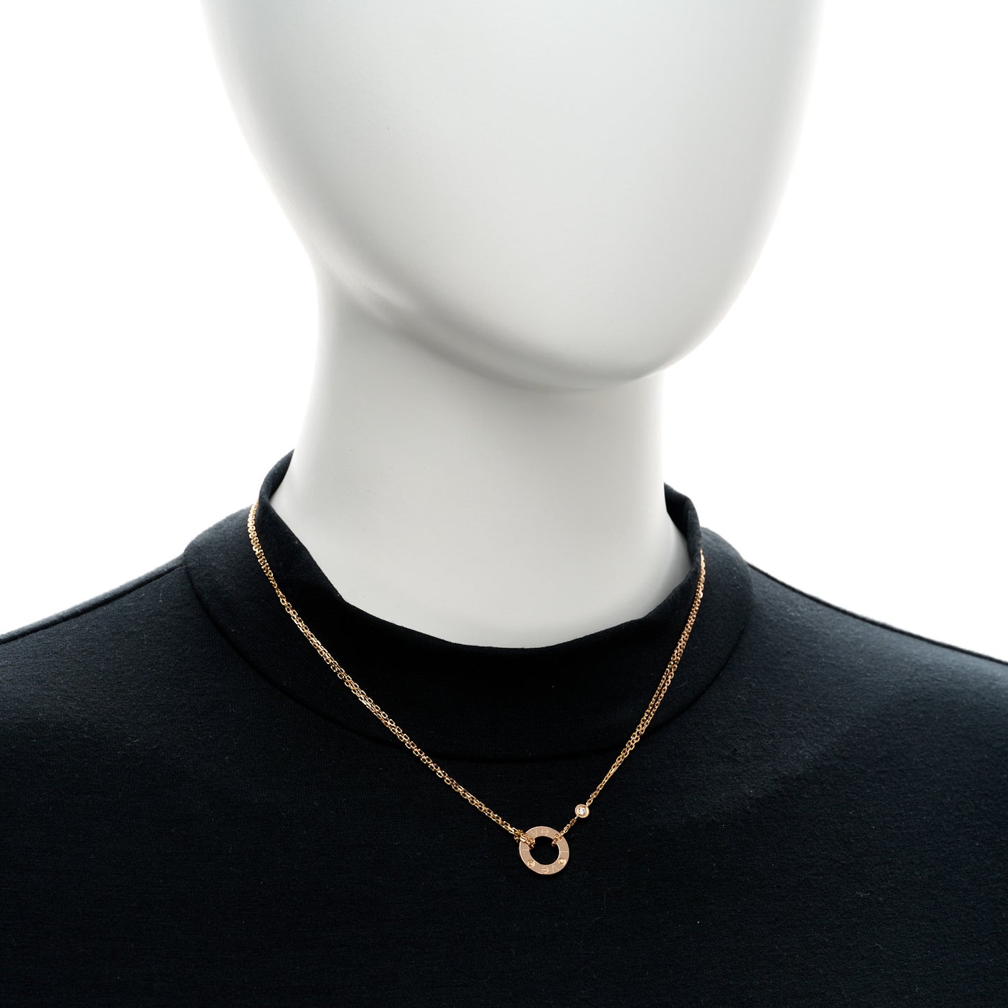 18K Pink Gold 2 Diamond LOVE Necklace