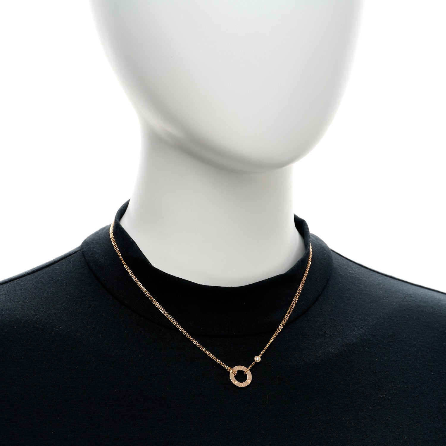Cartier 18K Pink Gold 2 Diamond LOVE Necklace 2 of 4