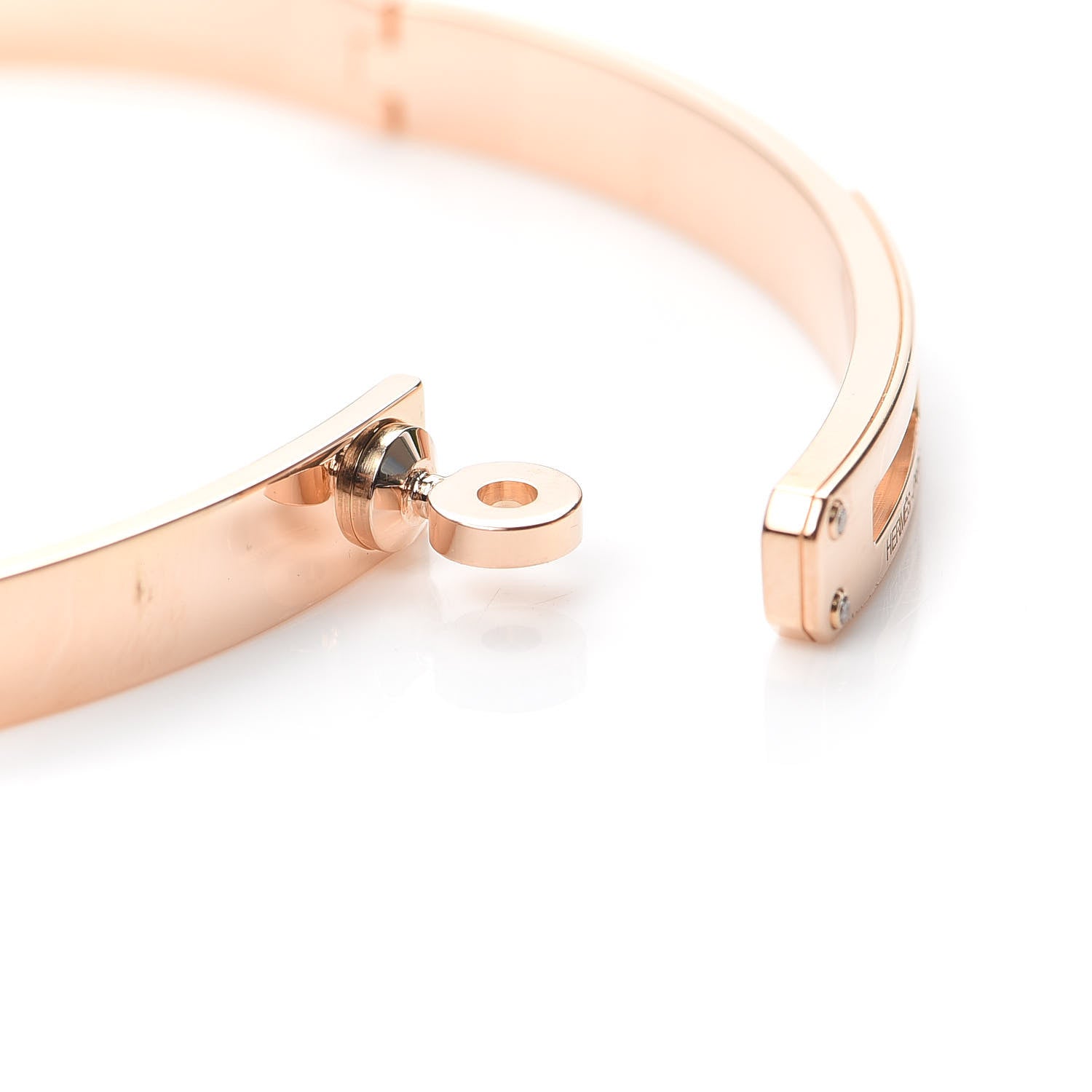 Hermes 18K Rose Gold Diamond PM Kelly Bracelet LG 5 of 6