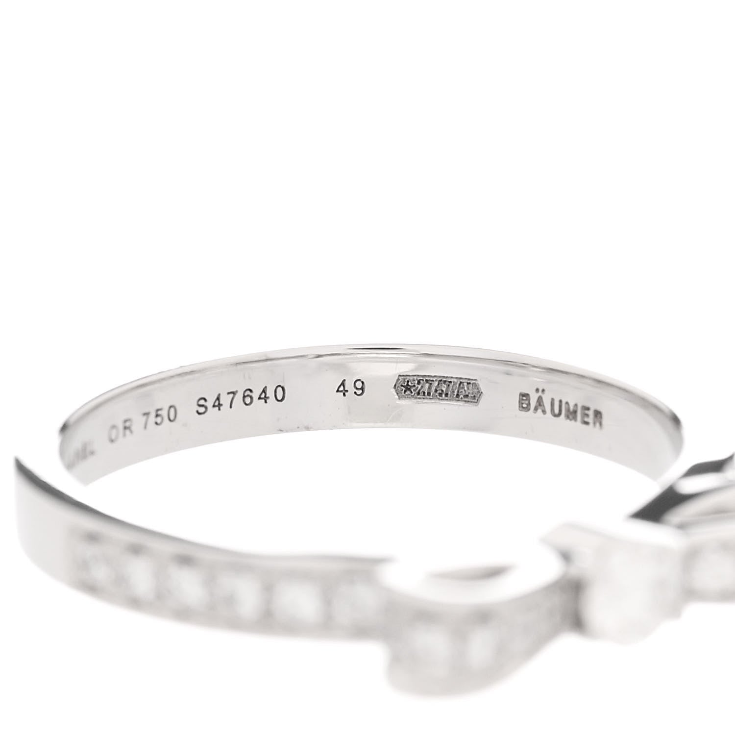 Chanel 18K White Gold Diamond Ruban Ring 49 4.75 6 of 7