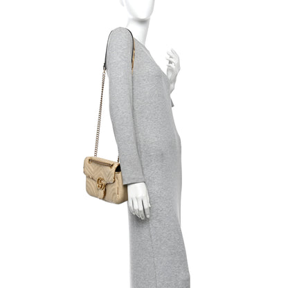 Gucci Raffia Elaphe Matelasse Small GG Marmont Shoulder Bag Natural Cream Brown 2 of 10