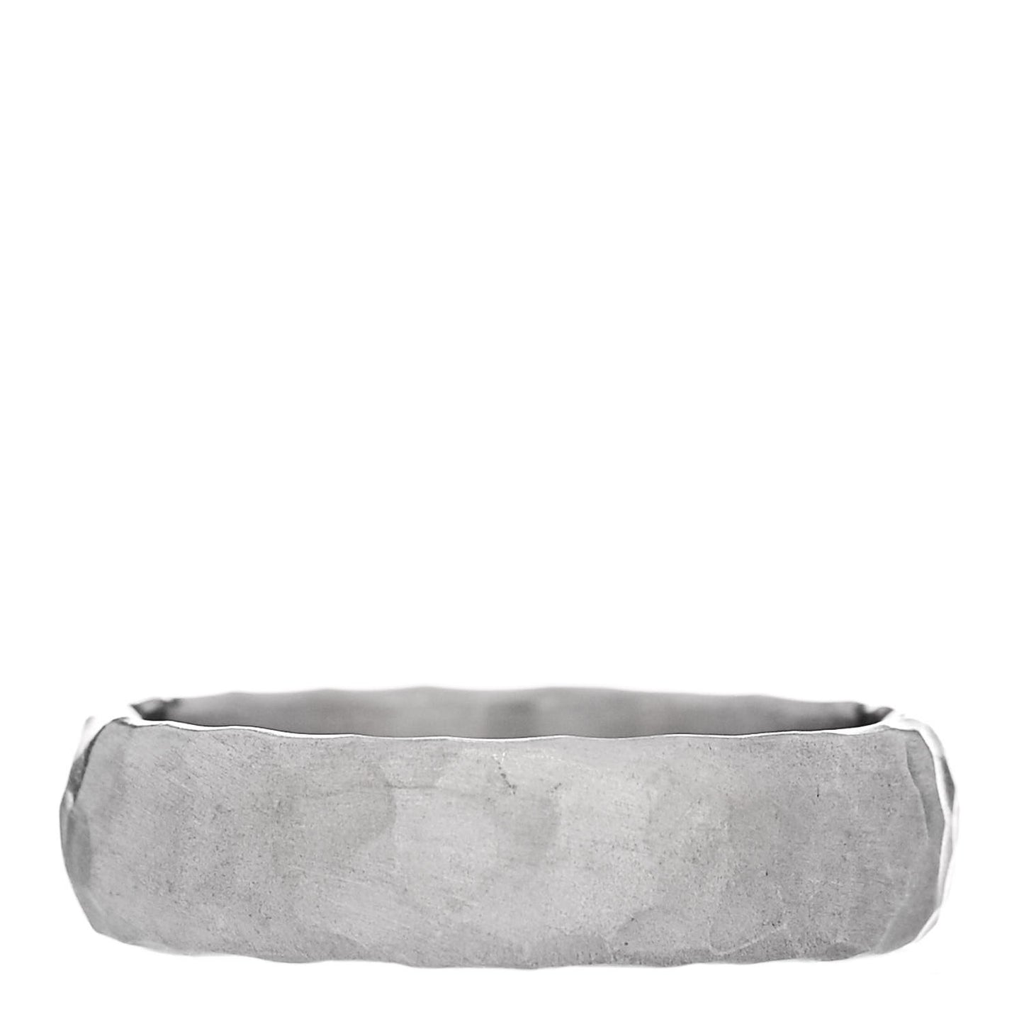 18K White Gold 6mm Mens Hammered Ring 62 10