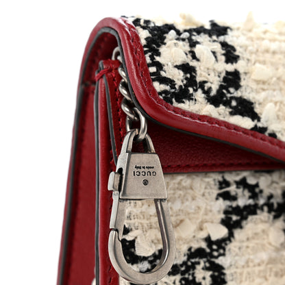 Gucci Tweed GG Monogram Super Mini Dionysus Shoulder Bag White Black Romantic Cherry 9 of 9
