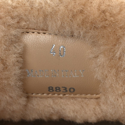 Prada Natural Calfskin Shearling Metal Triangle Logo 45mm Clogs 40 Black Sabbia 8 of 9