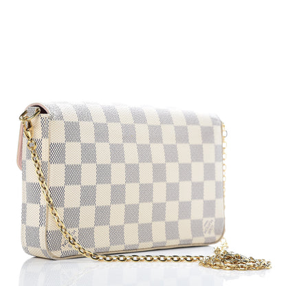 Louis Vuitton Damier Azur Pochette Felicie Chain Wallet Rose Ballerine 3 of 15