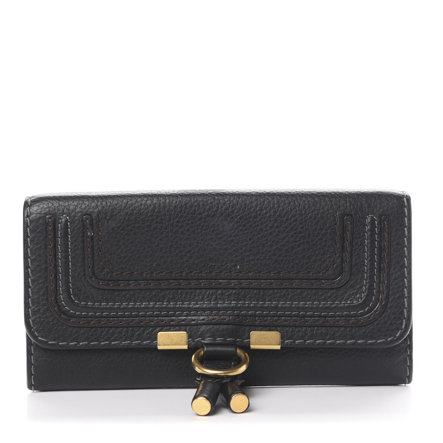 Calfskin Marcie Continental Flap Wallet Black