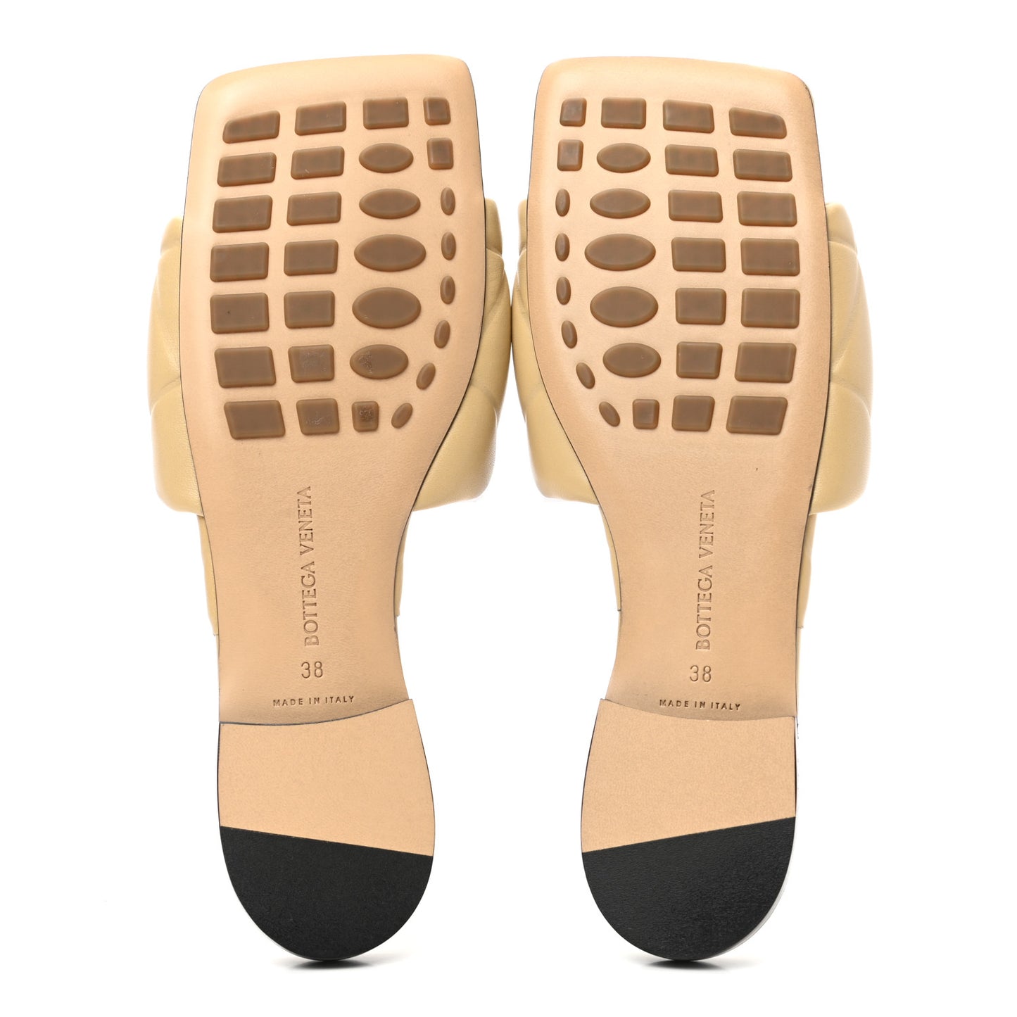 Nappa Quilted Rubber Lido Flat Sandals 38 Cane Sugar