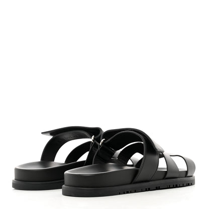 Hermes Calfskin Womens Chypre Sandals 38 Black 4 of 8