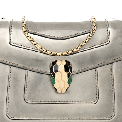 Bulgari Metallic Calfskin Small Serpenti Forever Snake Strap Crossbody Bag Silver 9 of 15