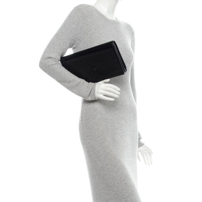 Saint Laurent Textured Patent Monogram Large Belle De Jour Clutch Black 2 of 7