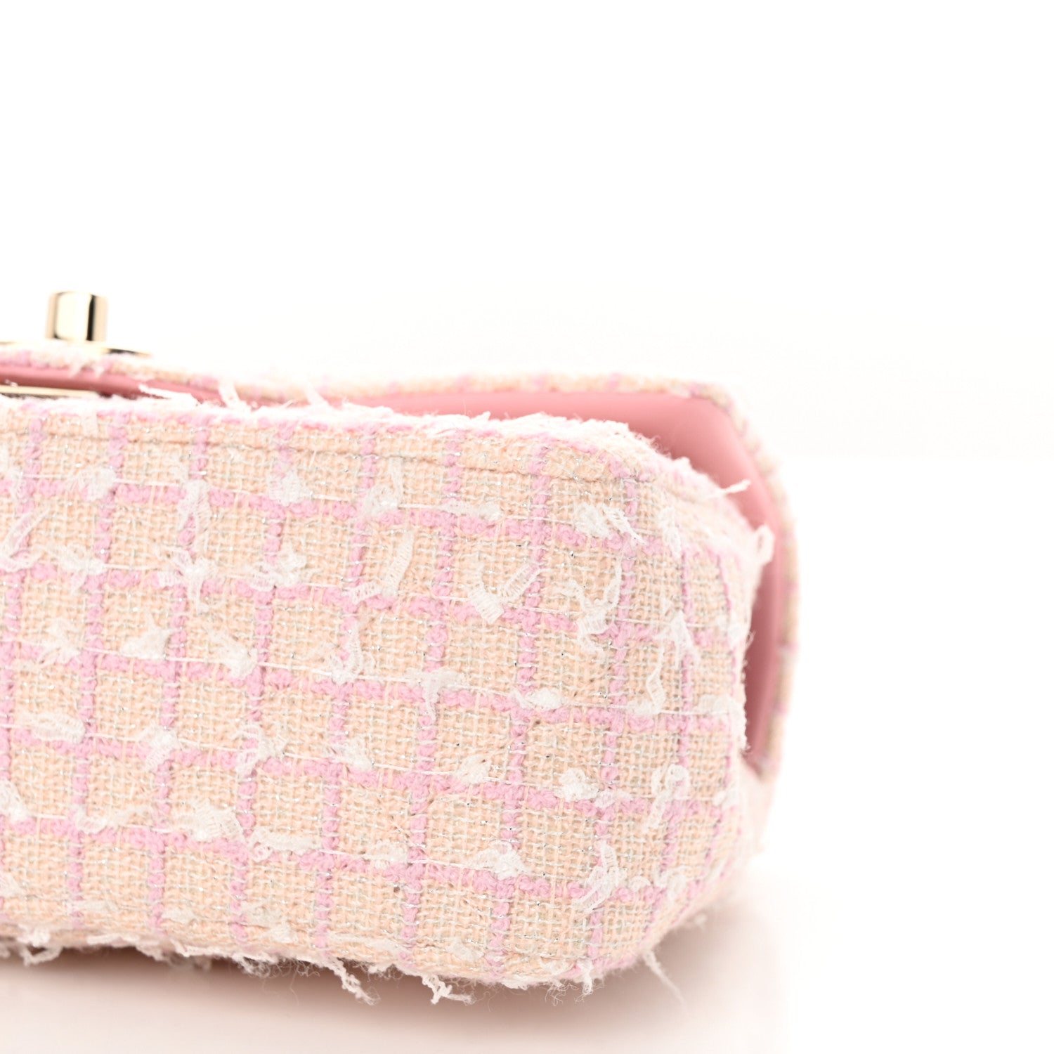 Chanel Tweed Quilted Mini Top Handle Rectangular Flap Light Pink 10 of 11