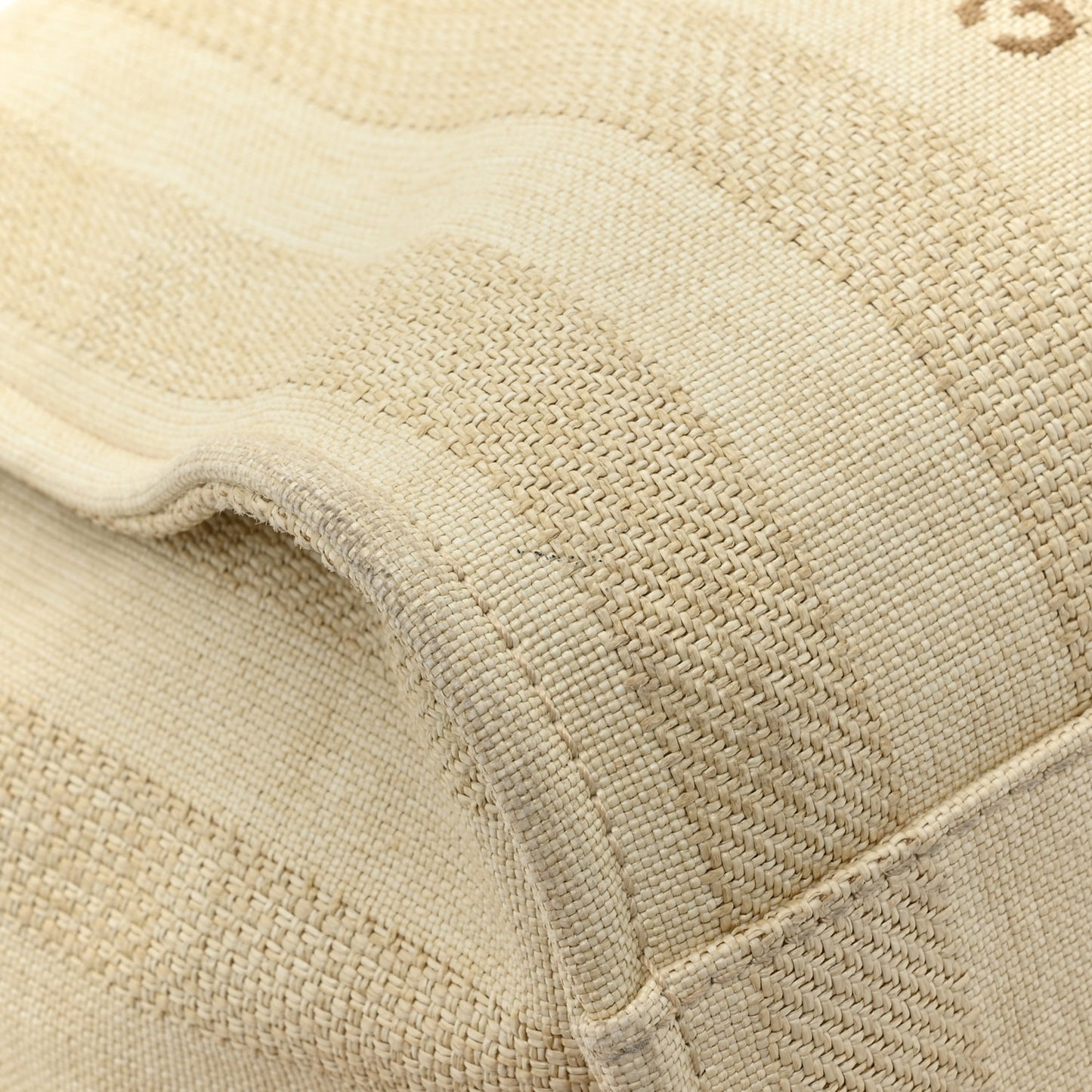 Straw Raffia Calfskin Striped Large Deauville Tote Beige