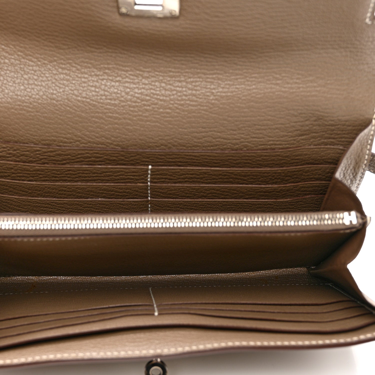 Hermes Chevre Mysore Kelly Longue Wallet Etoupe 5 of 7