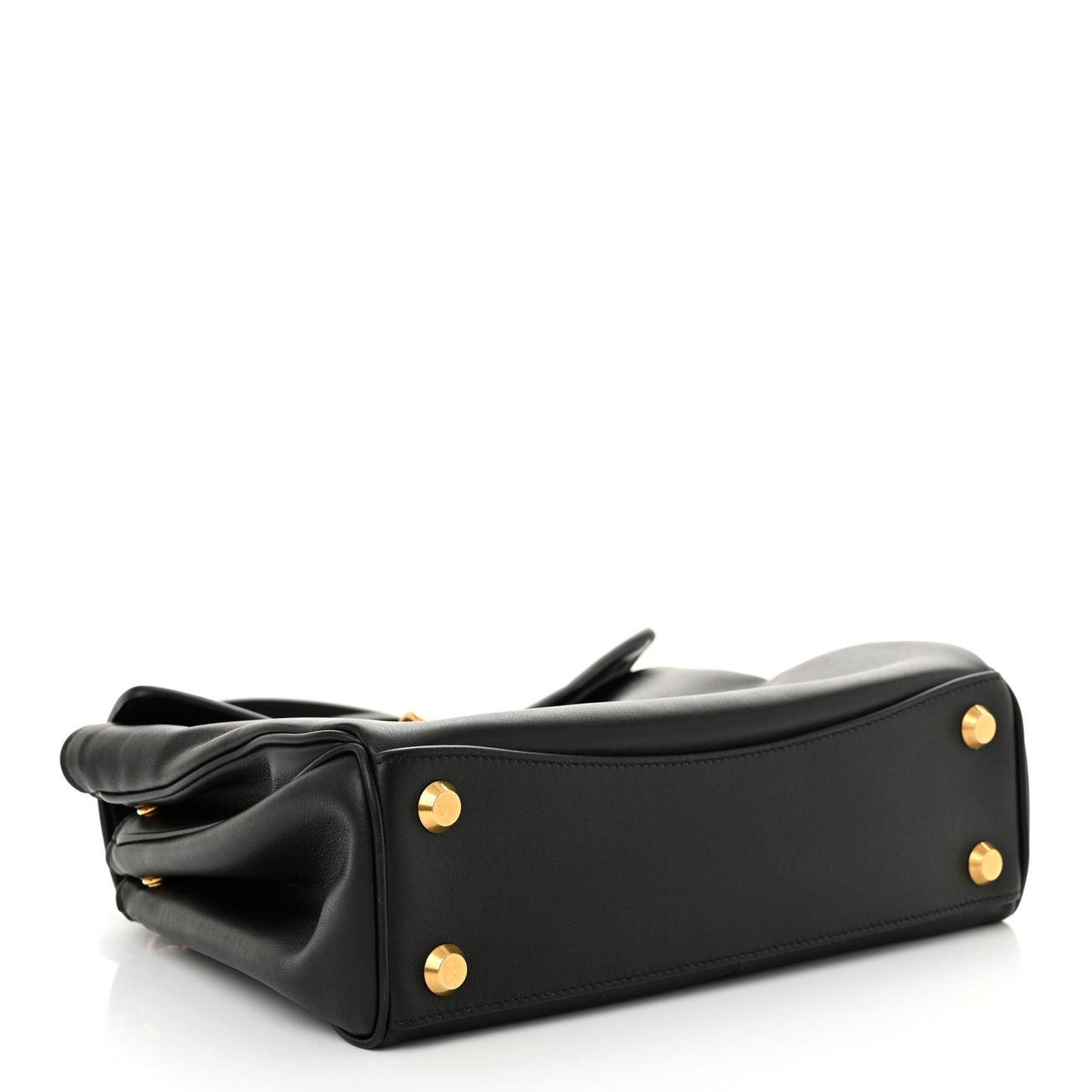 Natural Smooth Calfskin Small Rodeo Top Handle Handbag Black