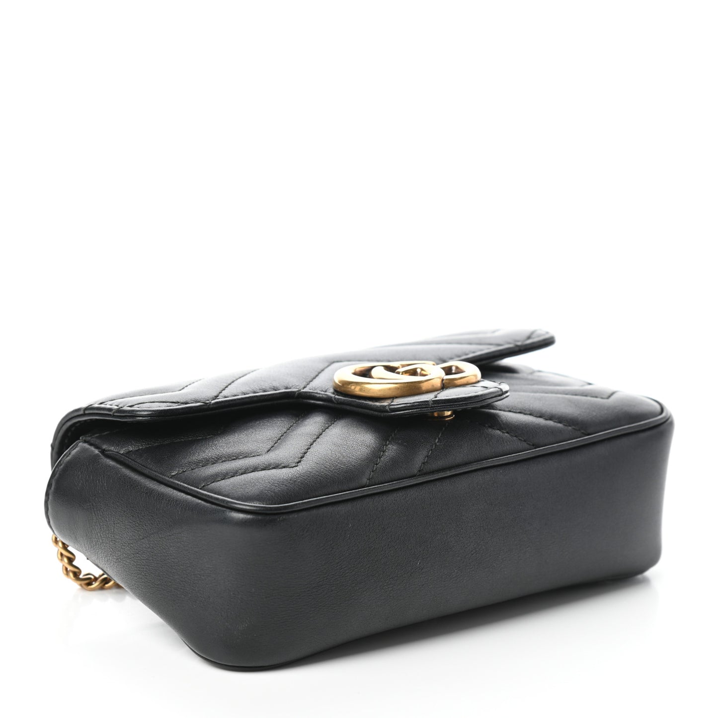 Calfskin Matelasse Super Mini GG Marmont Shoulder Bag Black
