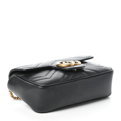 Gucci Calfskin Matelasse Super Mini GG Marmont Shoulder Bag Black 4 of 9