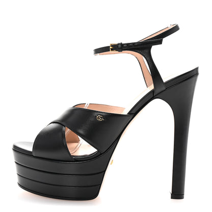 Gucci Malaga Kid Double G 150mm Platform Sandals 40 Black 1 of 9