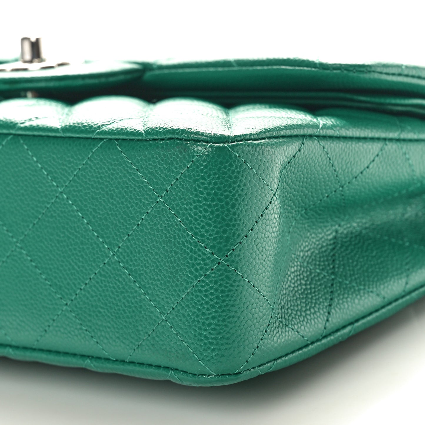 Caviar Quilted Small Double Flap Green