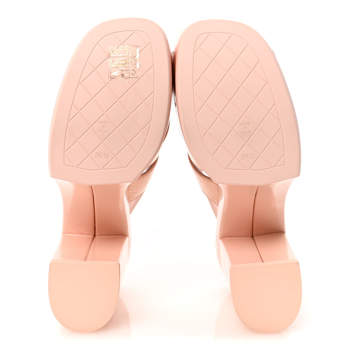 Crumpled Patent Lambskin Platform Sandals 36.5 Light Pink