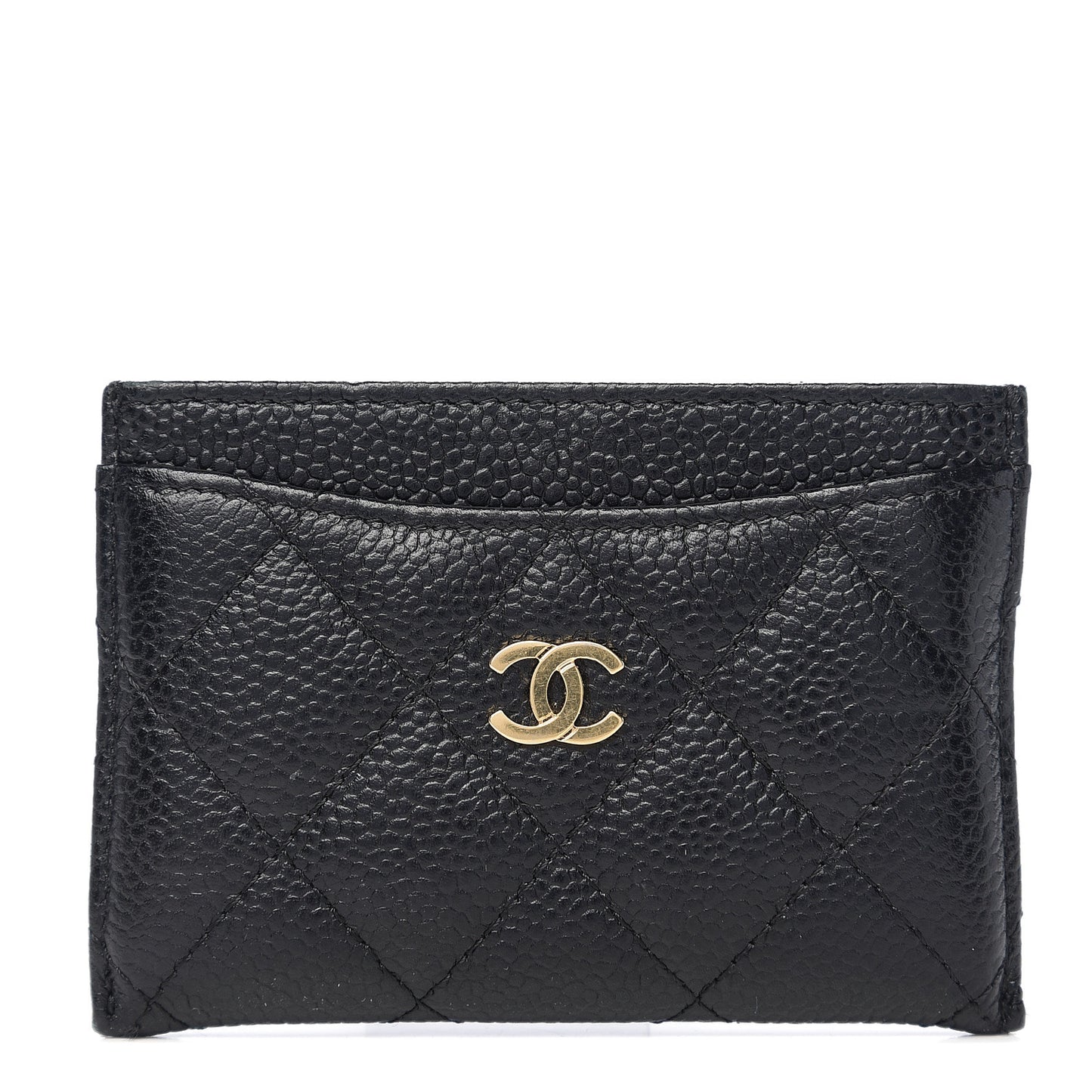 Caviar Quilted Card Holder Black