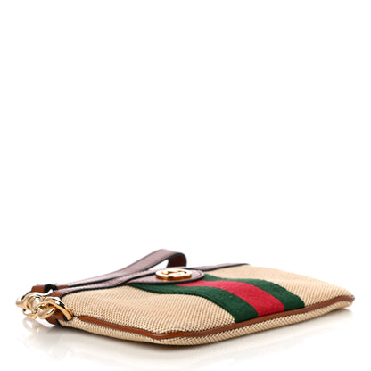 Gucci Vintage Canvas Web Pouch Sand Cuir 4 of 10