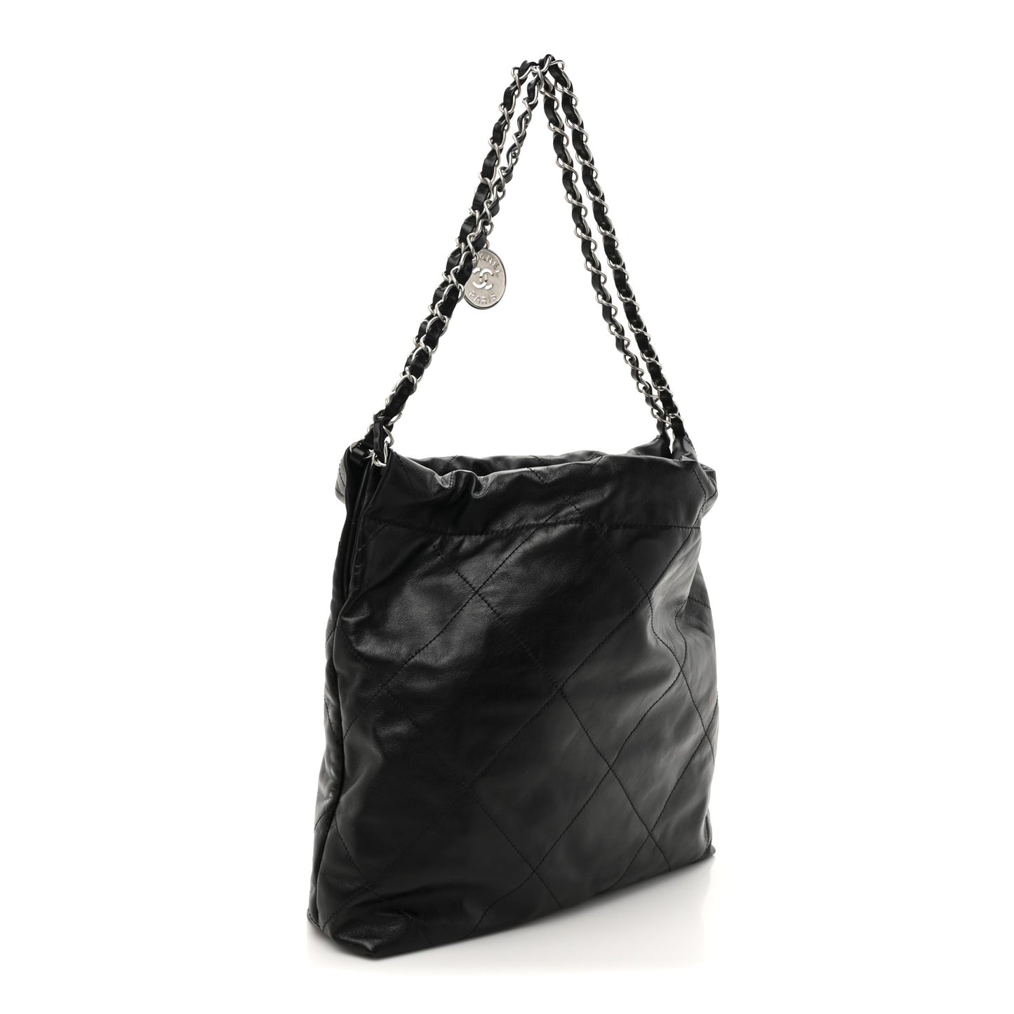 Shiny Calfskin Quilted Small Chanel 22 Black