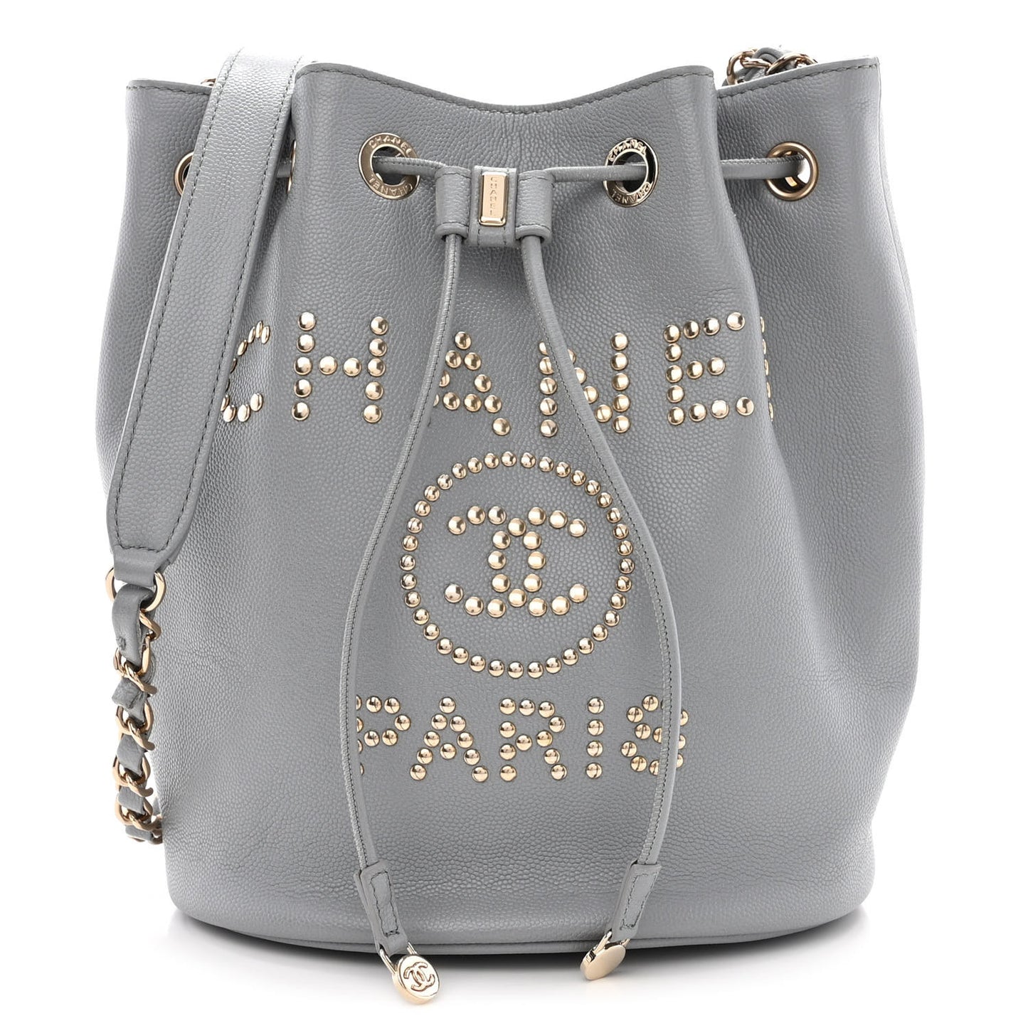 Caviar Deauville Drawstring Bucket Bag Grey