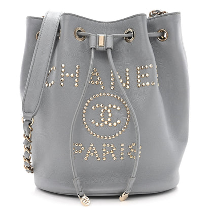 Chanel Caviar Deauville Drawstring Bucket Bag Grey 1 of 10