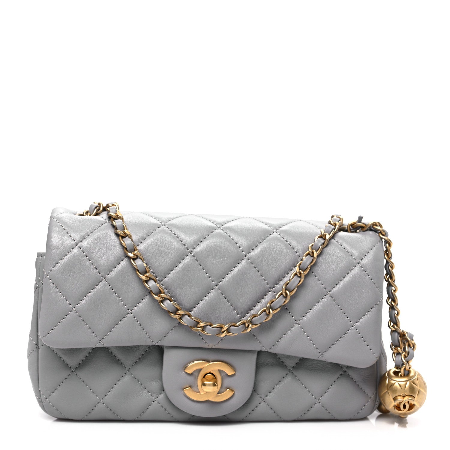 Chanel Lambskin Quilted Mini Rectangular Pearl Crush Flap Grey 1 of 8