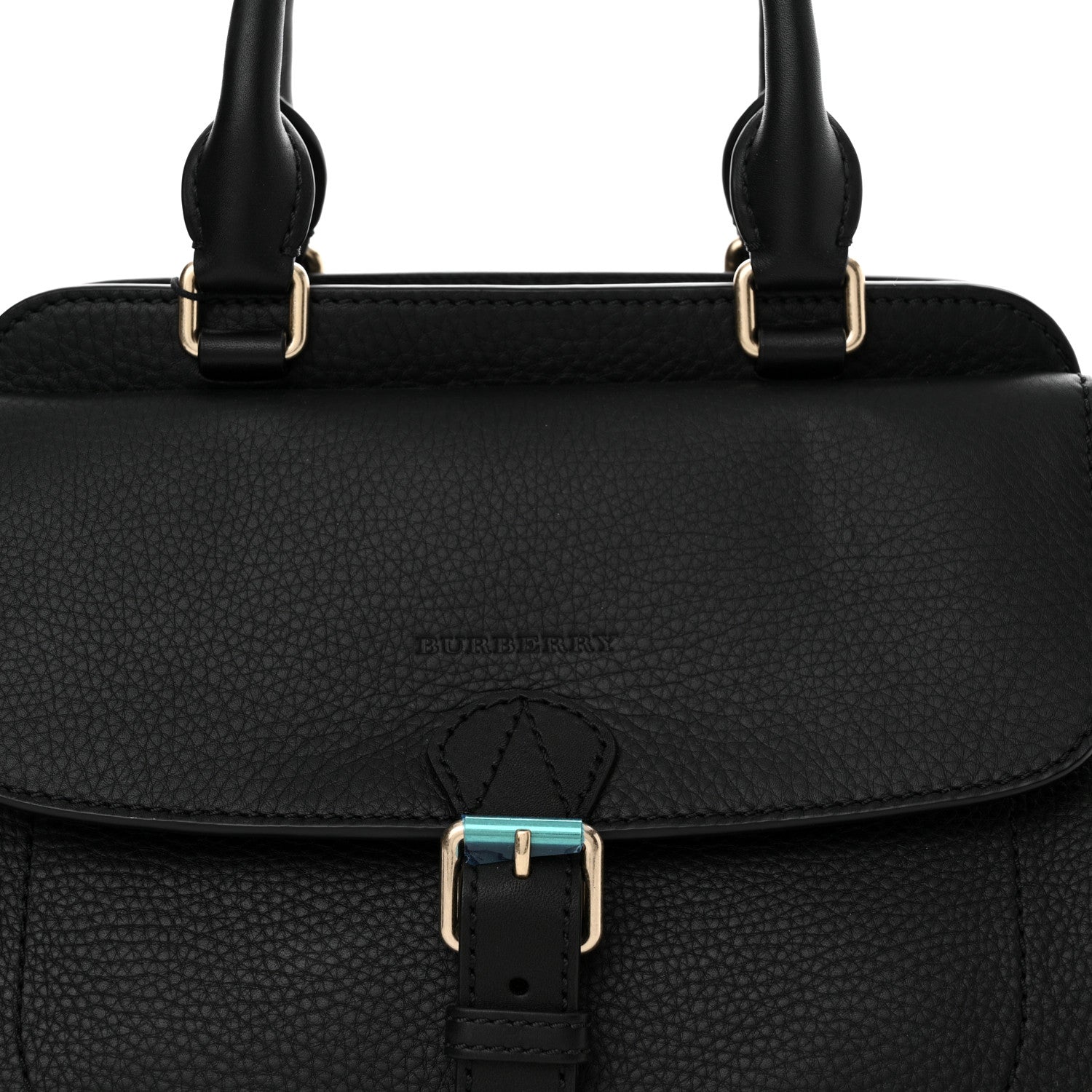 Burberry Canvas Mega Check Grained Calfskin Medium Harcourt Satchel Black 8 of 11