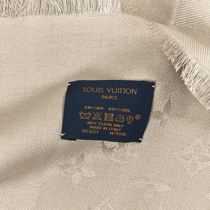 Louis Vuitton Silk Wool Monogram Shawl Greige 2 of 4