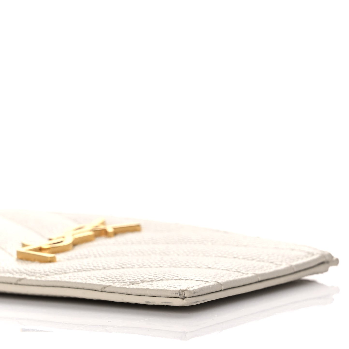 Grain De Poudre Matelasse Chevron Monogram Fragments Zippered Card Case Crema Soft