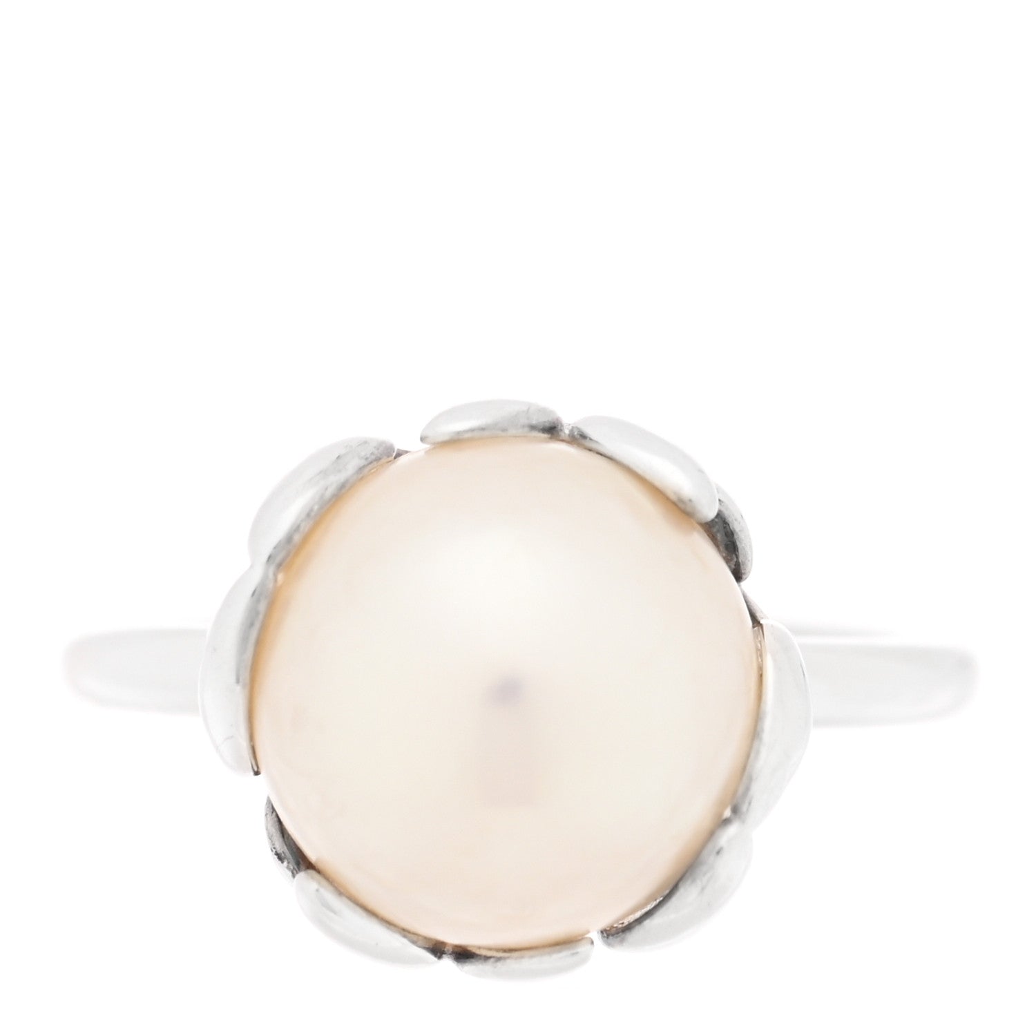 Tiffany Sterling Silver Freshwater Pearl Paloma Picasso Olive Leaf Ring 46 3.75 1 of 4