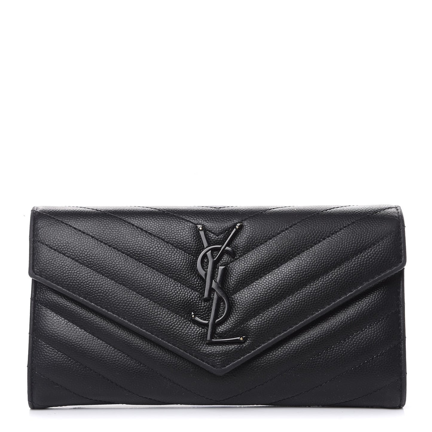 Grain De Poudre Matelasse Chevron Monogram Flap Wallet Black