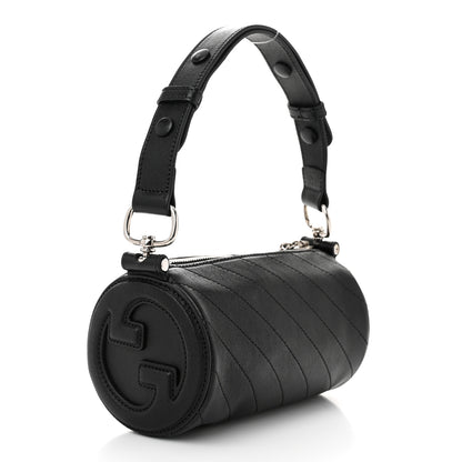 Gucci Sakai Be Green Calfskin Diagonal Stitched Mini Blondie Barrel Shoulder Bag Black 3 of 9