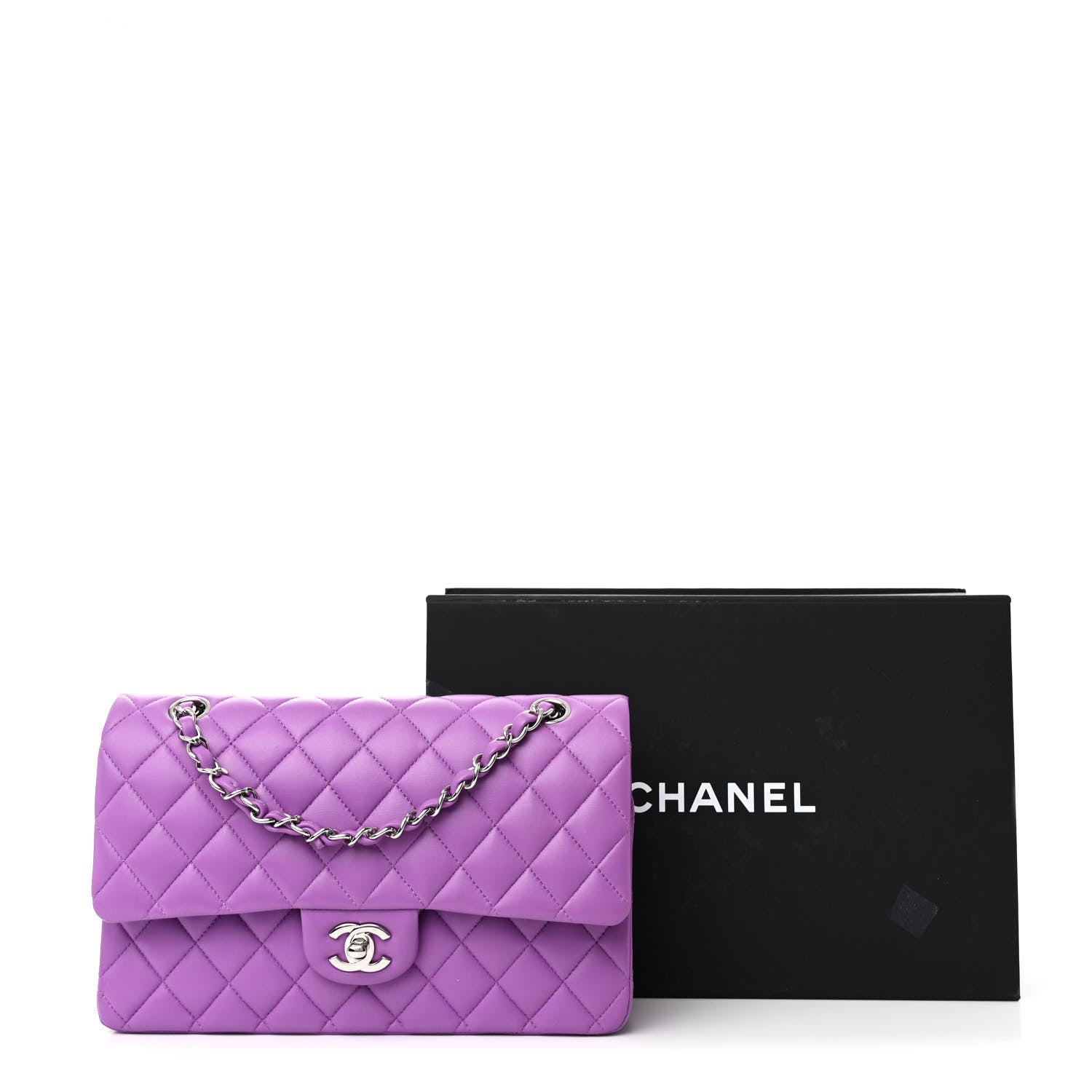 Chanel Lambskin Quilted Medium Double Flap Purple 12 of 12