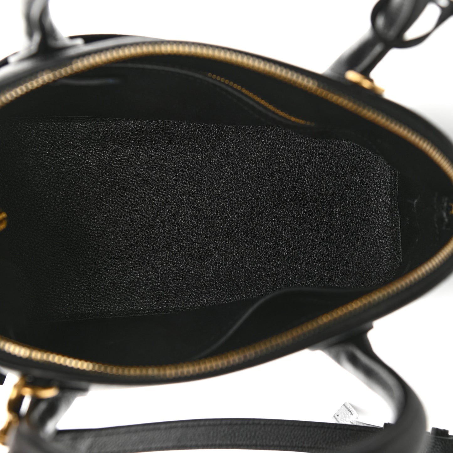 Grained Calfskin Logo S Ville Top Handle Bag Black White