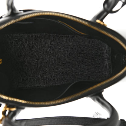 Balenciaga Grained Calfskin Logo S Ville Top Handle Bag Black White 5 of 12