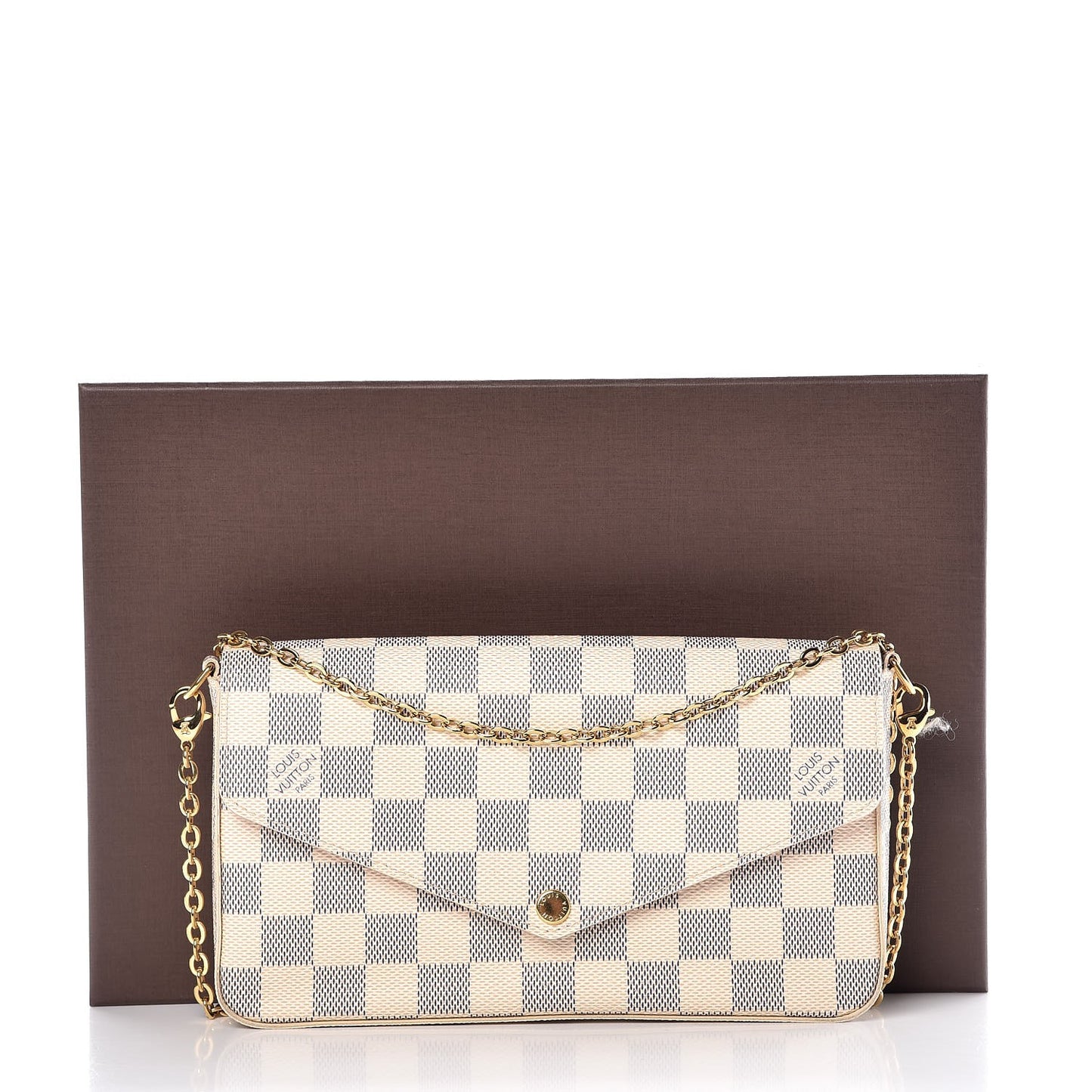 Damier Azur Pochette Felicie Chain Wallet Rose Ballerine