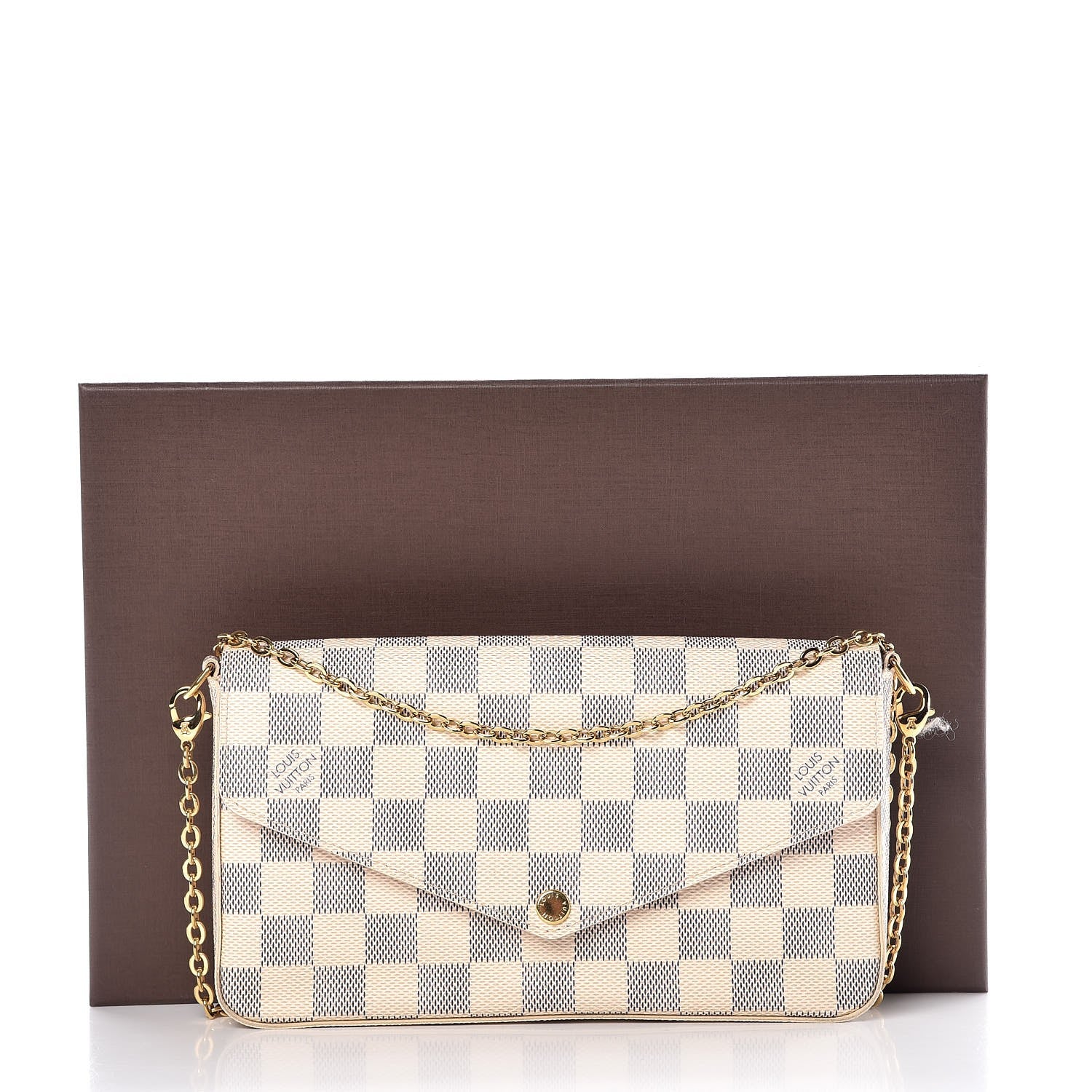 Louis Vuitton Damier Azur Pochette Felicie Chain Wallet Rose Ballerine 17 of 17