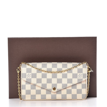 Louis Vuitton Damier Azur Pochette Felicie Chain Wallet Rose Ballerine 17 of 17