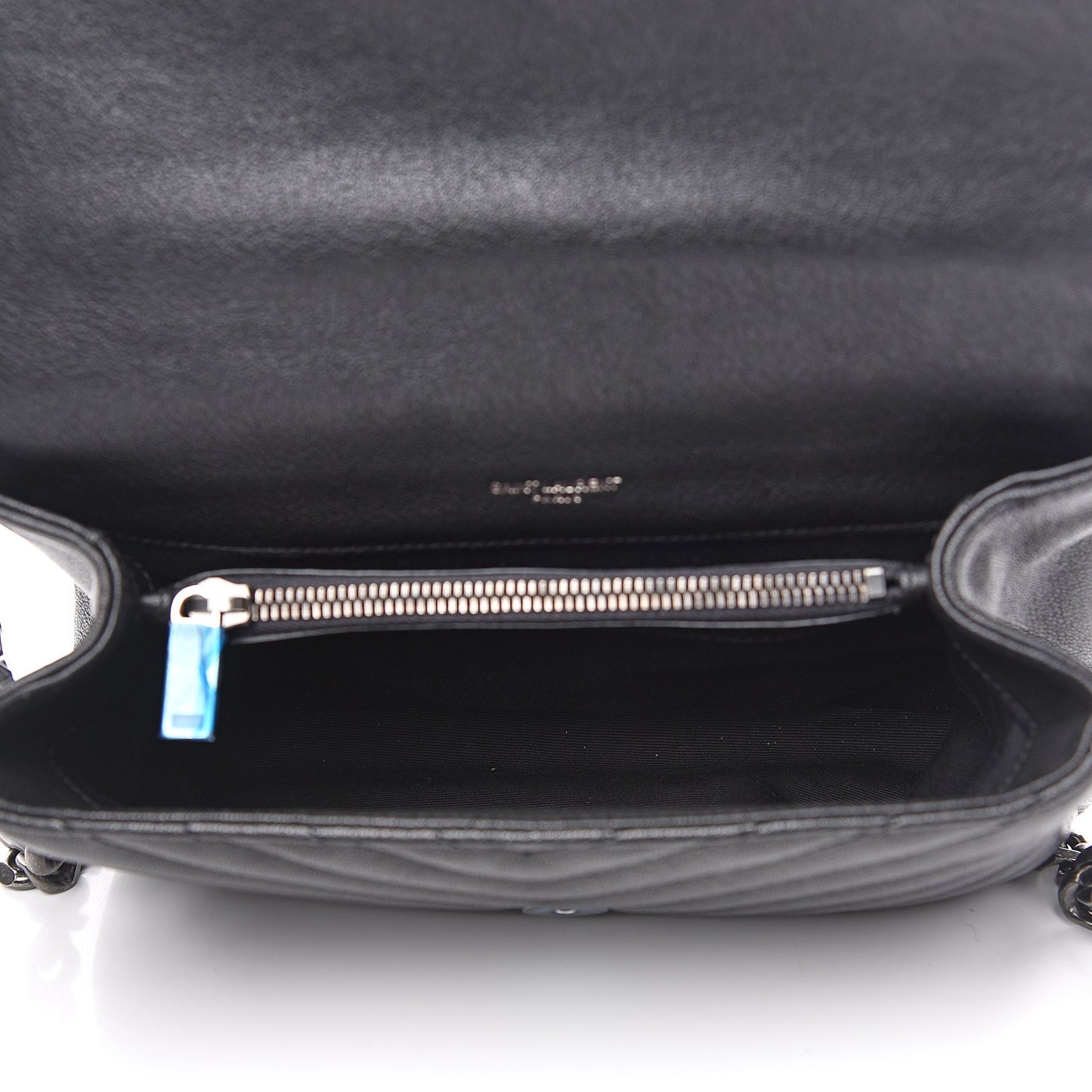 Sheepskin Matelasse Chevron Monogram Medium College Bag Black