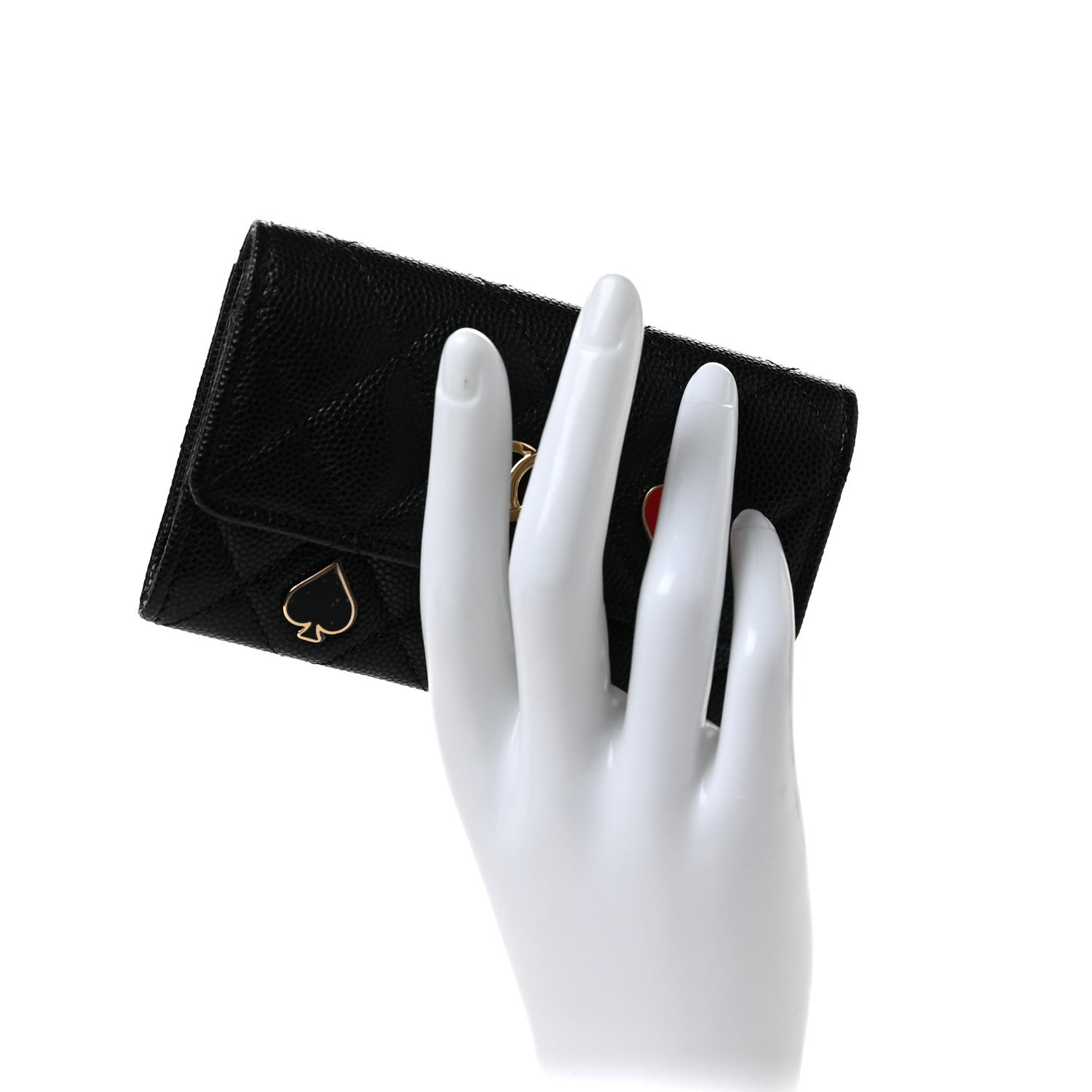 Chanel Caviar Quilted Enamel Coco Casino Flap Card Holder Wallet Black 2 of 9